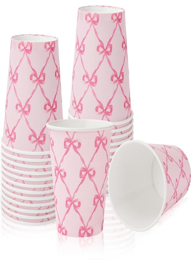 JarThenaAMCS أكواب ورقية من JarThenaAMCS، 100 قطعة، مزينة بفيونكة وردية، أكواب لطيفة للاستخدام مرة واحدة، سعة 9 أونصات، مثالية للحفلات وأعياد الميلاد وحفلات استقبال المولود الجديد وحفلات توديع العزوبية وحفلات الزفاف. - Image 1